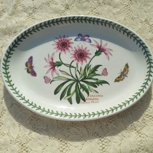 Portmeirion Botanic Garden Oval Steak Platter Plate Treasure Flower 10 5/8 inch